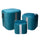 Set  3 Pouf Contenitore in Tessuto Velluto Turchese