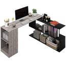 Scrivania Angolare da Ufficio 140x120x78 cm con Cassetti e Scaffale Girevole Grigio effetto Legno  