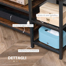 Mobile TV per TV fino a 65" con 6 Ripiani 140x40x50 cm in Acciaio e Truciolato Marrone e Nero