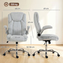 Sedia Ergonomica da Ufficio68x69x118 cm Schienale Alto e Braccioli Ribaltabili in VellutoBianco Crema      