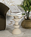 Tavolinetto Dune con Specchio Ø45x49,5 cm in Ferro e Specchio Crema      