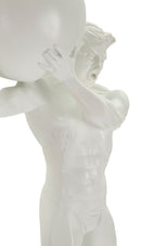 Statuetta Atlas 18x12,5x50 cm in Resina Bianco      