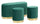Panca con Contenitore e Sgabelli Shopy Verde Set 3 Pz 80x37x42 cm - Ø29x35 cm in Ferro e MDF e Spugna e Poliestere Verde e Oro
