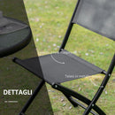 Set Tavolino e 2 Sedie Pieghevoli in Metallo Nero
