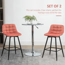 Set 2 Sgabelli con Schienale 45x47x88 cm in Poliestere Rosso