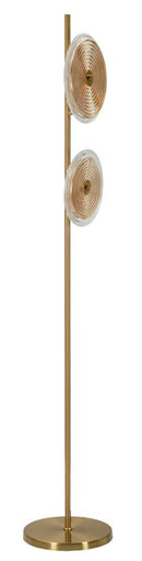 Lampada da Terra Venice Ø30x170 cm in Vetro e Ferro Oro e Naturale e Marrone      