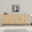 Madia con 6 Ante Credenza 184x35x77,4 cm Design Geometrico Moderno in Legno Rovere Quercia     