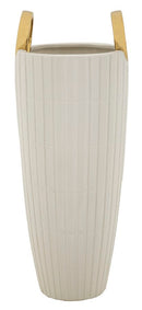 Vaso Ceramica Shopping Ø18x45 cm in Ceramica Bianco e Oro      