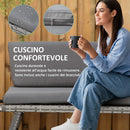 Divano da Giardino 2 Posti con Imbottitura e Braccioli Ribaltabili 129x63x67 cm in Rattan Grigio