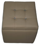 Cubo Pouf Contenitore in Similpelle e Cristalli Renier Beige
