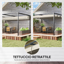 Pergola da Esterno 3x2 m con Tettuccio Retrattile in Metallo e Poliestere Crema e Grigio      