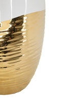 Vaso Ceramica Lux Ø20x35 cm in Ceramica Bianco e Oro      