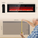 Camino Elettrico da Parete 1800W con Telecomando e Display LCD 152,4x15,8x45 cm Nero 