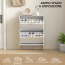 Scarpiera Slim con 2 Cassetti Ribaltabili per 12 Paia di Scarpe 60x24x91,5 cm Design Moderno in MDF Bianco  