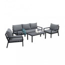 Set Salotto da Giardino Divano 2 Poltrone e Tavolino con Cuscini in Alluminio Antracite
