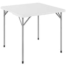 Tavolo da Campeggio Quadrato Pieghevole in Metallo e HDPE, 86x86x74 cm, Bianco      