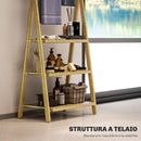 Scaffale Bagno 3 Ripiani Autoportante e Pieghevole con Porta Asciugamani 53,5x30x153 cm in Legno di Bambù  