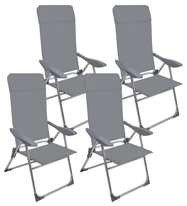 Set 4 Sedie a Sdraio Reclinabili Pieghevoli 59x64x108 cm in Alluminio e Textilene Grigio sconto