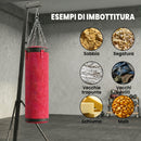Supporto per Sacco Boxe Regolabile 175x91x185-231 cm con Base Triangolare e Sacco da Boxe in Acciaio e Tela Rosso      
