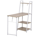 Scrivania Pieghevole da Ufficio 106x48x128 cm con Libreria in Legno e Metallo  Bianco e Rovere