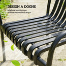 Set 4 Sedie da Esterno Impilabili 55x58,5x81,5 cm Sedie da Pranzo con Schienale Curvo Seduta a Doghe e Braccioli in PP Nero      