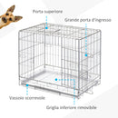 Gabbia Trasportino per Cani Gatti 61x43x53 cm Pieghevole in Metallo 