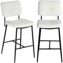 Set 2 Sgabelli da Cucina Bar Ristorante in Tessuto Crema Struttura Metallo Nero