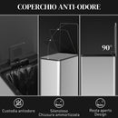 Cestino Spazzatura 20L con Chiusura Ammortizzata e Secchio Rimovibile, in Acciaio e PP, 21.5x37.2x57 cm, Argento      