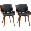 Set di 2 Sedie da Pranzo Stile Vintage Imbottite in Legno e Finta Pelle PU Nero e Marrone      