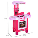 Cucina Giocattolo per Bambini 64x29x87 cm con 33 Accessori Rosa
