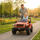 Macchina Elettrica per Bambini Fuoristrada Jeep Wrangler Rubicon 12V con Telecomando Arancione
