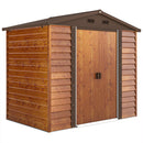 Casetta da Giardino Porta Attrezzi 235,7x152x208,7 cm con Pannelli in Acciaio Galvanizzato Effetto Legno Marrone 