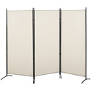 Paravento Separè 3 Pannelli 253x50x182 cm in Metallo e Poliestere Beige