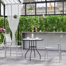 Set 2 Sedie da Giardino Impilabili 56x58x89 cm in Acciaio e Textilene Grigio Chiaro  