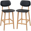 Set 2 Sgabelli da Bar con Schienale 42x47x92 cm Rivestimento Finta Pelle e Poggiapiedi Nero