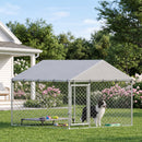 Recinto per Cani da Esterno 200x200x150 cm con Tetto in PE Anti-UV Impermeabile in Acciaio Zincato Argento      