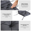 Set 2 Cuscini 50x98x8 cm per Sedie da Esterno in Poliestere e Cotone con Lacci Grigio      