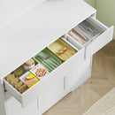 Credenza da Cucina Moderna 100x38x180 cm con 4 Armadietti 2 Cassetti e Ripiani Regolabili Bianco      