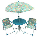 Set Tavolino + 2 Sedie da Giardino per Bambini Soriani Unicorni Blu