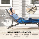 Set 2 Sdraio da Giardino Pieghevoli 64x154x87A cm con Schienale Regolabile e Cuscino Grigio   