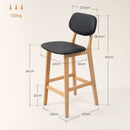 Set 2 Sgabelli da Bar con Schienale 42x47x92 cm Rivestimento Finta Pelle e Poggiapiedi Nero