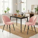 Set 2 Sedie da Pranzo Imbottite 52x55x79 cm con Schienale a Conchiglia in Velluto Rosa      