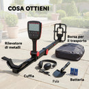 Metal Detector per Adulti 139x26x30 cm 4 Modalità Bobina IP68 Impermeabile Display LCD Nero      