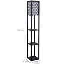 Scaffale Soggiorno in MDF con Lampada 40W Rete Nero Bianco 26x26x160 cm 