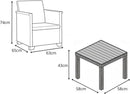 Set Tavolino e 2 Poltrone da Giardino Effetto Rattan Keter Emma Balcony Antracite