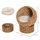 Cuccia per Gatti Rialzata con Cuscino 50x42x60 cm in Giacinto d'Acqua e Ferro Marrone