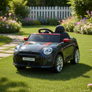 Macchina Elettrica per Bambini Licenza Ufficiale Mini Cooper S Cabrio 12V Sedili in Pelle e Telecomando Nero