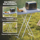 Tavolino da Giardino Pieghevole 76x50x74 cm ad Altezza Regolabile in Metallo e HDPE Grigio Scuro      