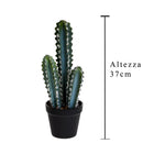 Set 2 Piante Artificiali Cactus Echinopsi con Vasi H 37 cm