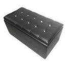 Baule Cassapanca Pouf Contenitore in Similpelle e Cristalli Renier Nero